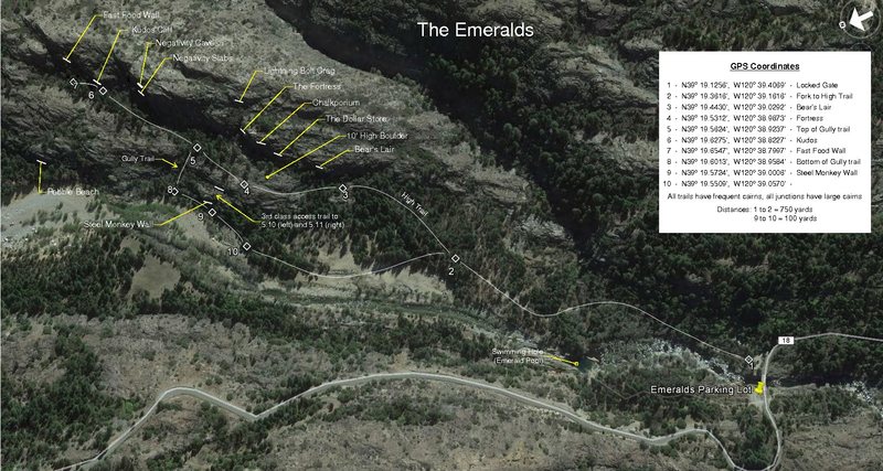 Map of the Emeralds (Rev. 10/2/16)<br>
Mostly of the Benches. The information is from the original hand drawn maps by John Robinson. View full size for detailed view.
