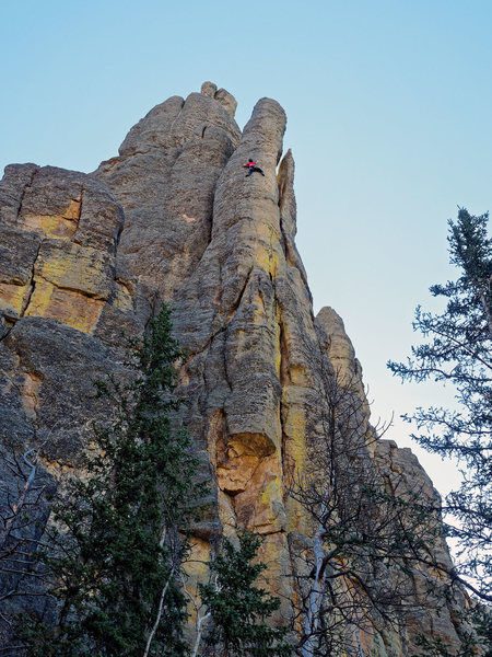 Climbers on Place Beyond the Pines. View from the trail. October 2, 2016.