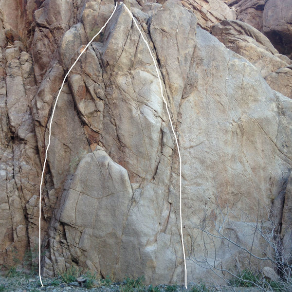Five Eight D is the left line. The right is E.H.T., another 5.11 boulder problem.