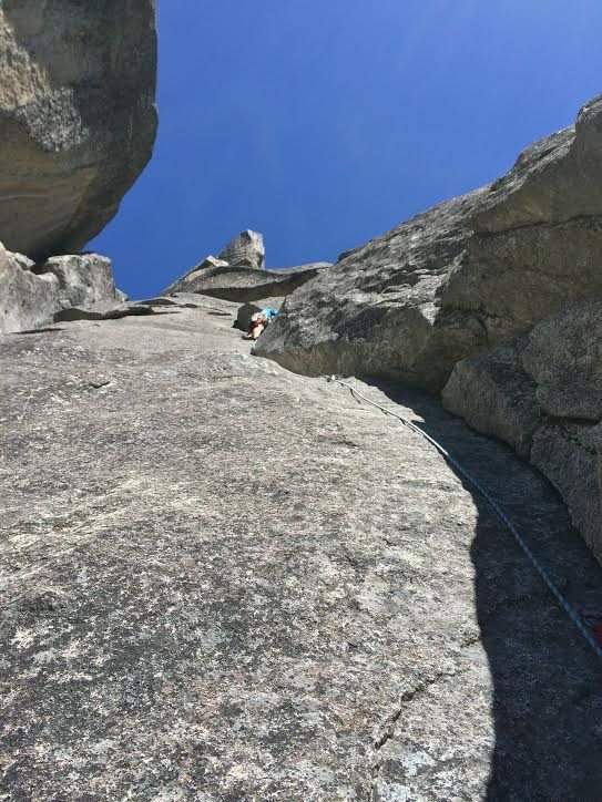 Me being a bad belayer. Nick leading p2 of Scheister. You can also run ...