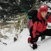 In the upper snow gully with John Brochu