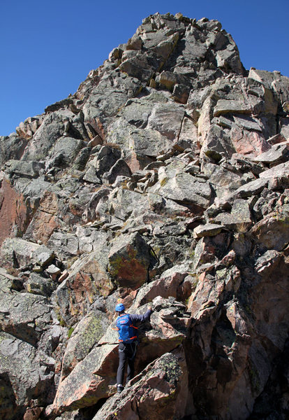 The scramble up to the base of pitch 4.