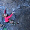 Libby always all smiles on what is a perfect warm up in Horseshoe Canyon. 
