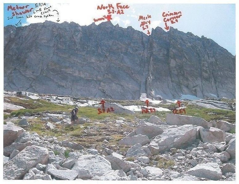 Using text descriptions from Secor and the American Alpine Journal, this is the best I could come up with for defining the routes.