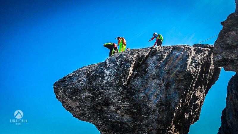 taking the quick way down after climbing the west ridge route of the Eiger.