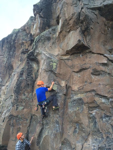 Claudio getting ready to fire the crux