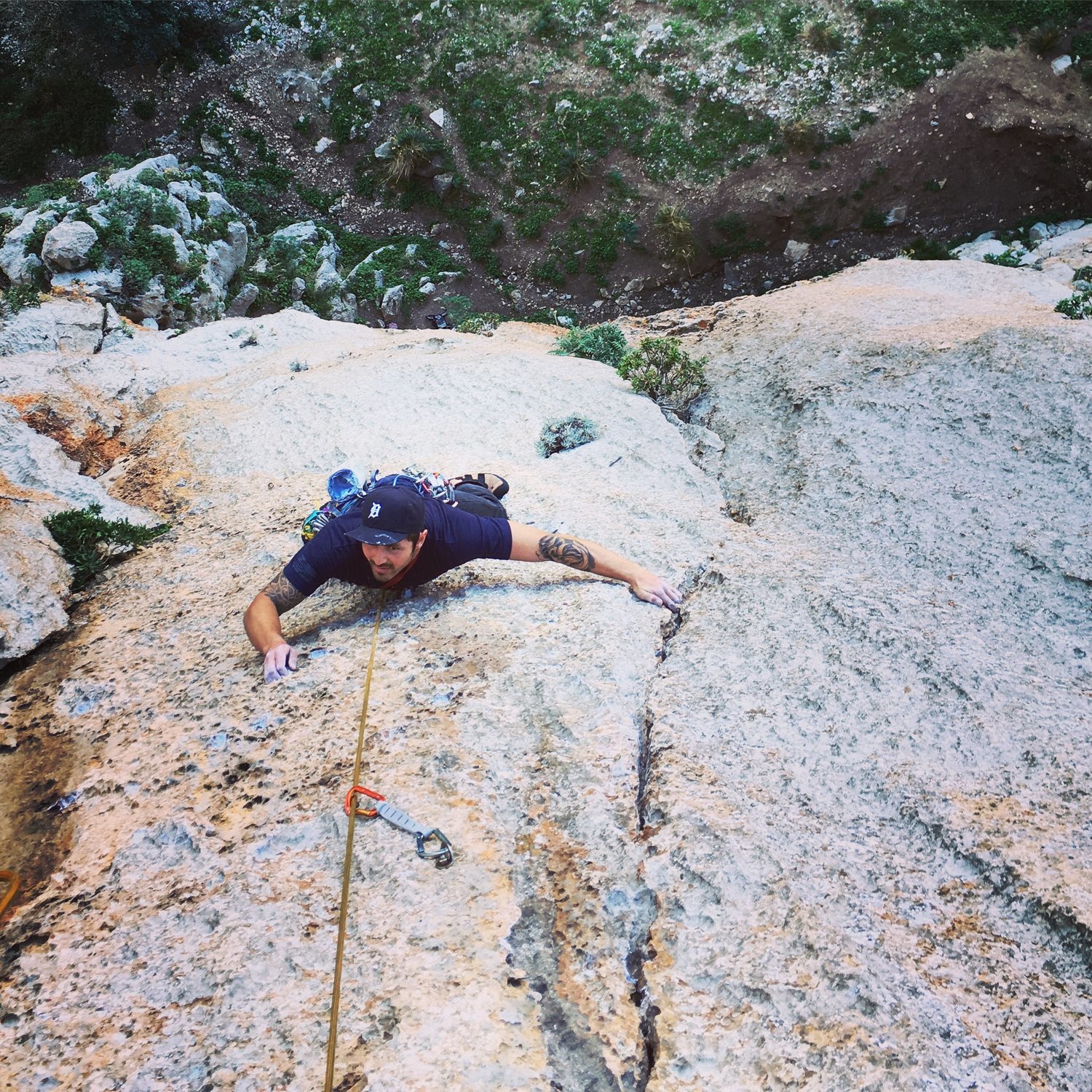 Climbing "Cous cous fest" (6b) near San Vito lo Capo.