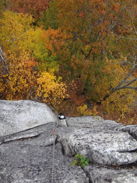 <Looking down Winter is Coming, waiting for Ben Smith to climb.