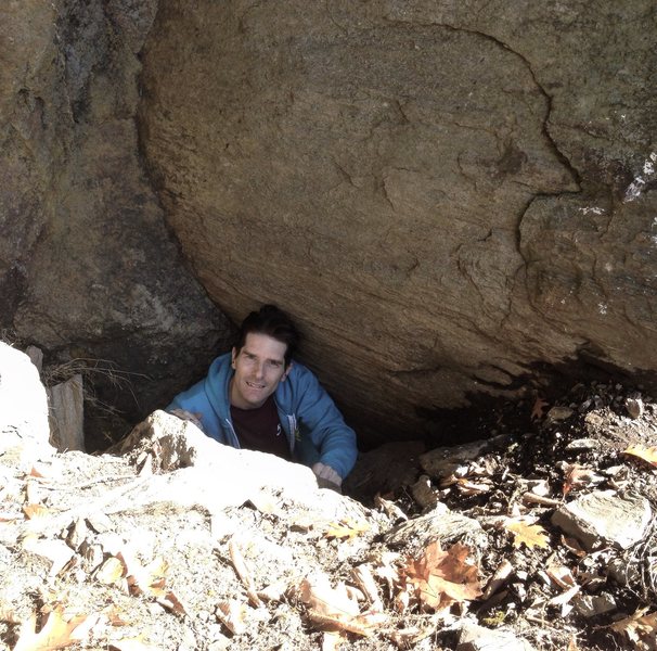 This is the hole you can scramble through to gain the Buddha Ledge below the Guardian