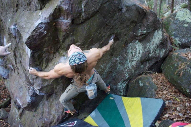 Dayton eyeing up Moo Stache (V5) | Photo: Ashlee Arendt