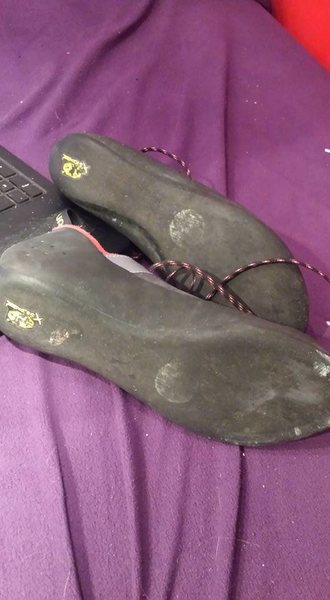 la sportiva nagos, bottom view, where most of the wear is, will be cleaned before sending out