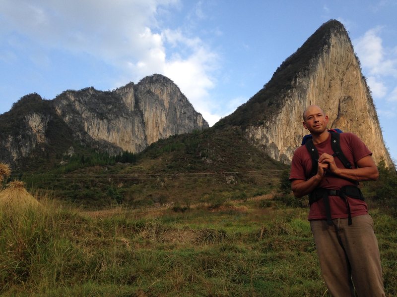 Standing right in front of Pusayan, with the CMDI Wall in the background. There are routes all over the base of Pusayan that aren't on the topo and look pretty hard