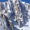 Mt Blanc du Tacul, East Face: Deep, sun-shade, center is Super Coulior. Jeager Coulior on right.
