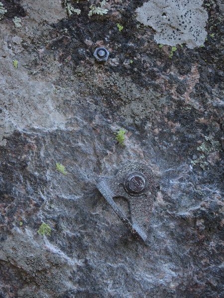 The bolt we found. It didn't seem too dangerous, so we left it. My camo is pretty good, eh?