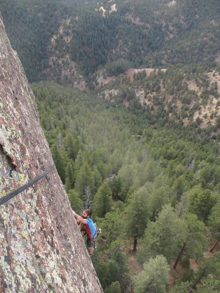 Kendrick C. comes up on second cleaning the North Crack on the Main Crag at Sacred Cliffs. The top section is a clean splitter reminiscent of the top of Over The Hill (but easier).