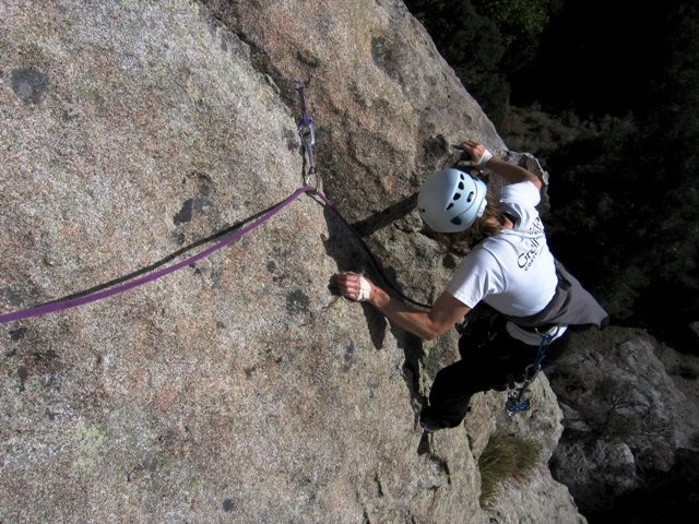 Nearing the top of Bear Paw.  Patty Black following October 2006
