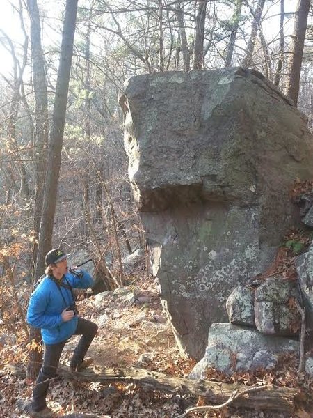 Cool boulder. Right arete was a bit above my pay grade today. Needs a little scrubbing
