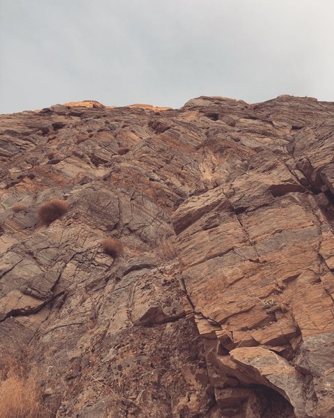 Looking up at Lion Paw from the base of the route.