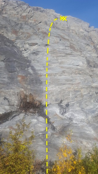 Climb up the bolt line in the center of the photo.