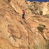 Last belay station of the ramp (as far as I can tell. Line of bolts starts in front of me, but looked to hard to take a newbie on.