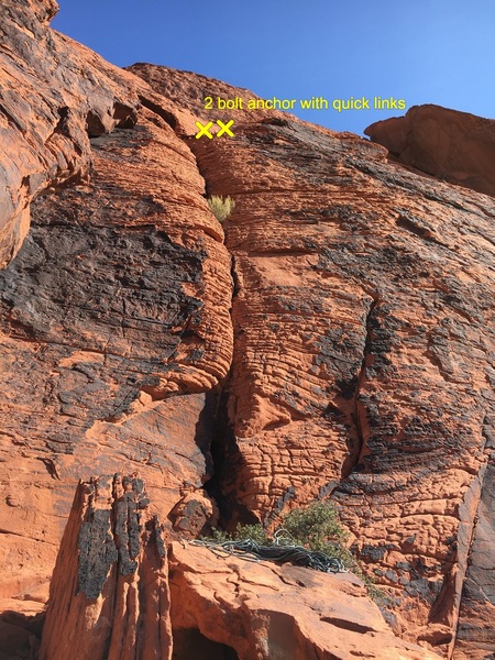 The Liner - obvious hand crack about 150 feet to the climber's left of The Great Red Book.