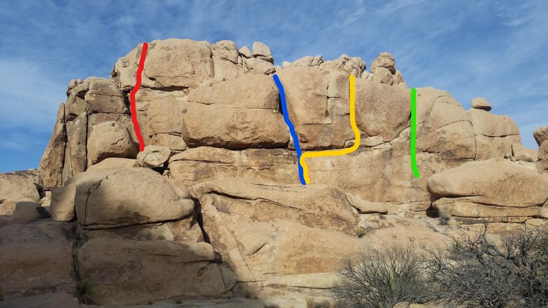 Gailurrera follows the red line in the photo. The obvious varnished crack to the left is Gipfel.