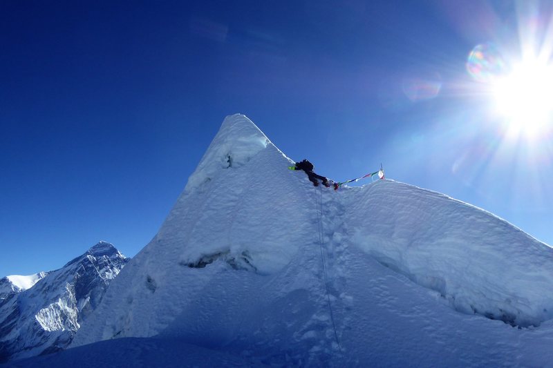 Cholatse summit with Mount Everest in the background