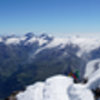 Matterhorn summit panorama east. Seen in the background (left-to-right): Weisshorn, Mischabel and Monte Rosa Groups.