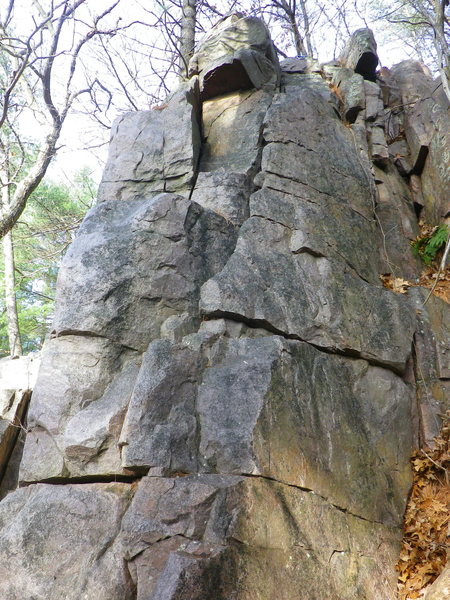 Follow crack to top.