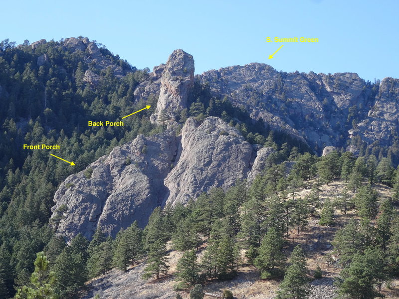 Front Porch, Back Porch, and the South Summit of Green Mountain.