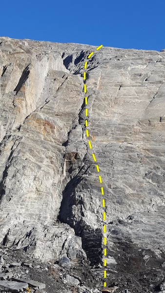 This sport route stays right of the rotten dihedral on enjoyable rock with fun moves.