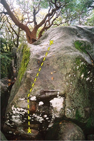 A--hole Arete.<br>
<br>
Note that this was taken on a wet day many years ago. It's not this mossy any longer...