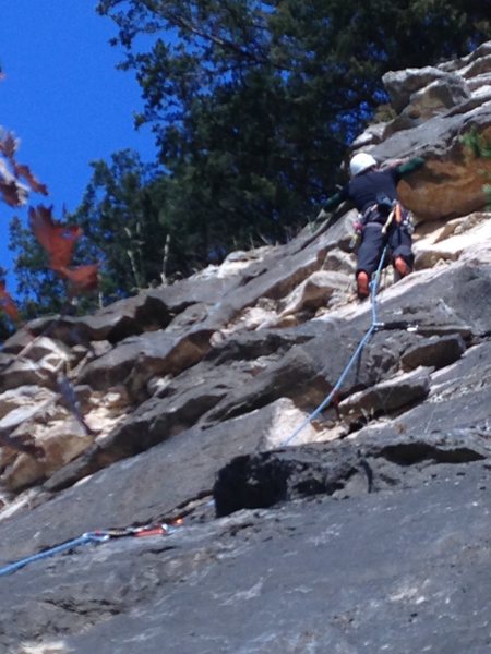 Scott Riley on Artifact at upper roof dihedral