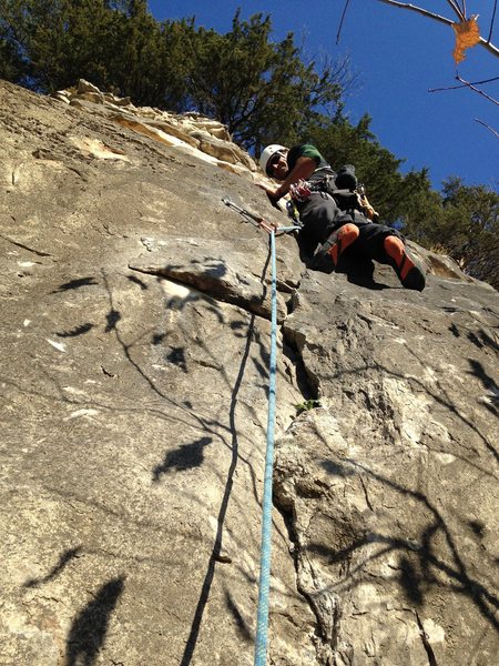 Scott Riley at the first bolt on Artifact