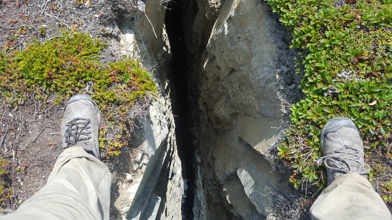 This is the top of the Chasm, It is located in the re-routed section of the Ridge Trail due to the fact that this part of the original trail is now lying on the Glacier 300 feet below.