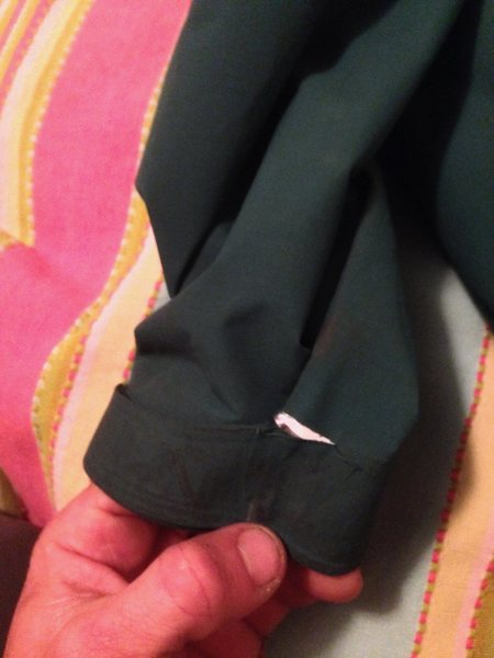 small tear in cuff does not affect velcro-ing your wrist strap