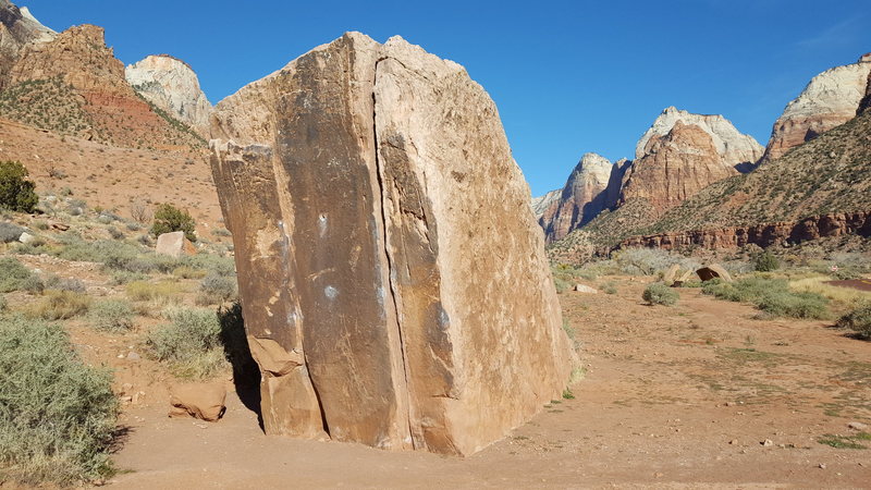 Morning light on the boulder, south face of the boulder