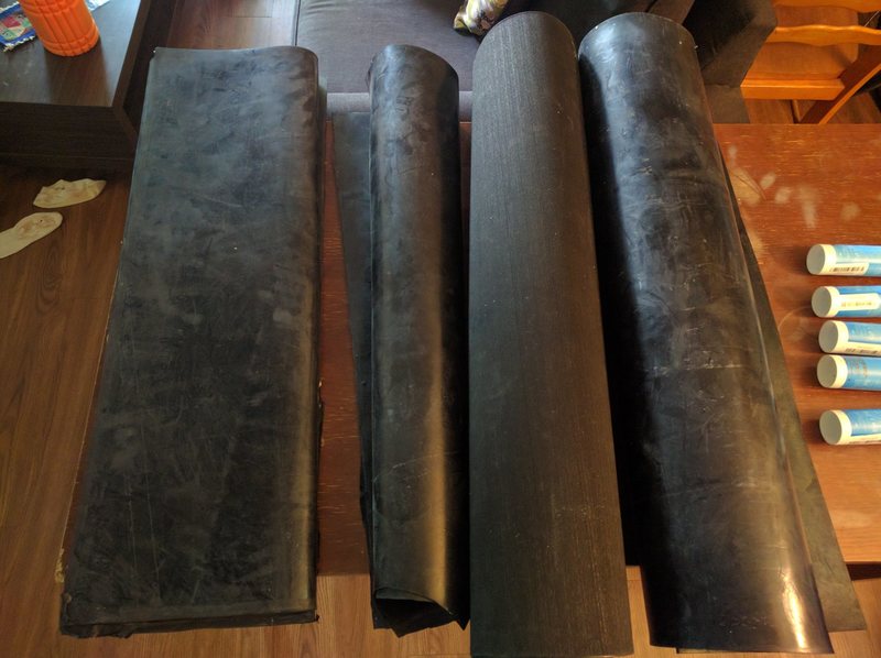 Rolled up sheets of climbing shoe rubber