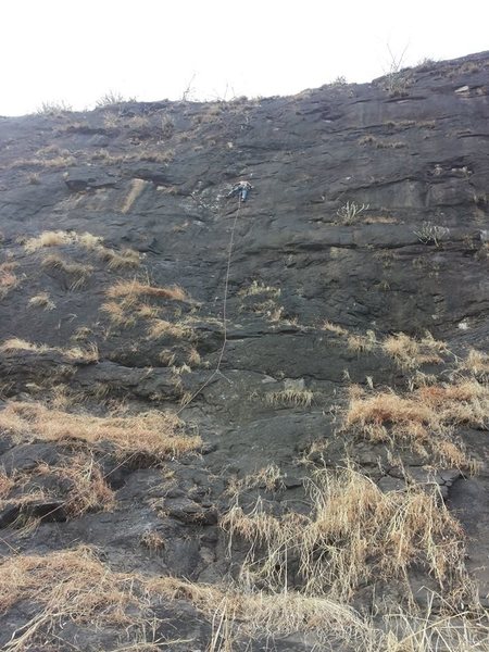 Front view; crux is getting to the next bolt