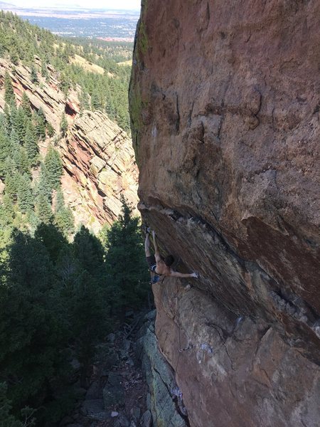 Mike Patz working the first crux, which is most likely THE crux, if you are shorter than say 5'10".