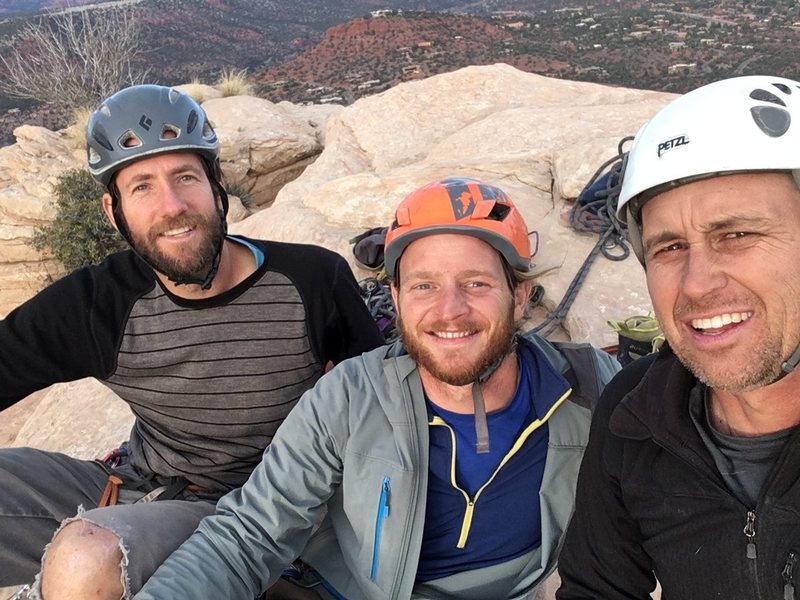 Josh, Larz and Kevin on the summit of the Mace after the complete FA of "Little Big Man".