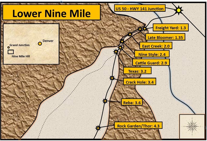 Lower Nine Mile Hill. Distances were measured from U.S. 50/CO Highway 141 junction.