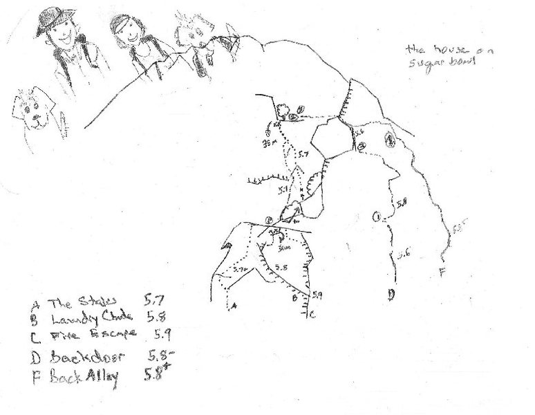 Topo of The House on Sugar Bowl. The House is the main west facing wall of Sugar Bowl.