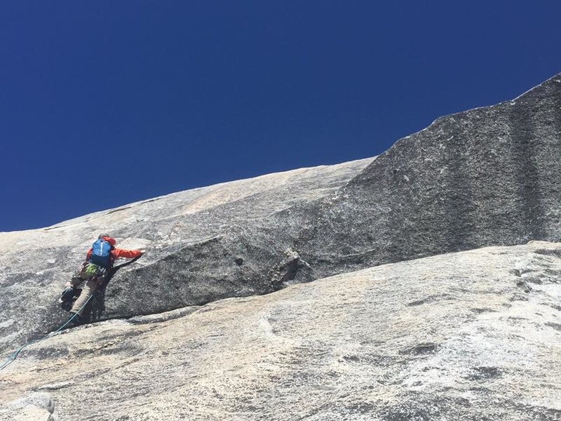 Finishing the technical part of halfdome somewhere off route near snake dike.