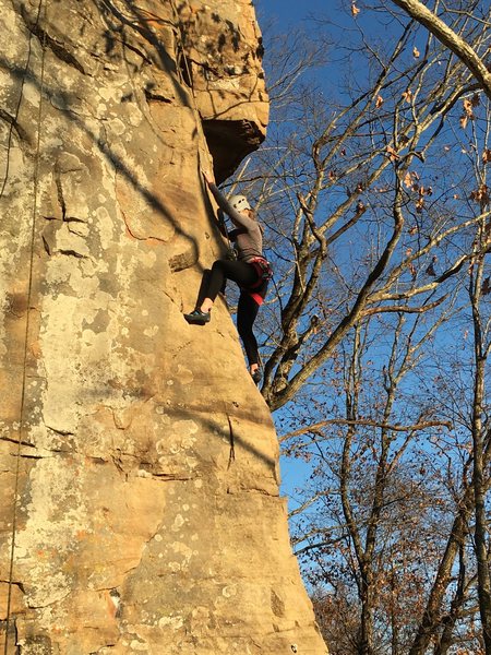 Under the overhang on Orange Crush.