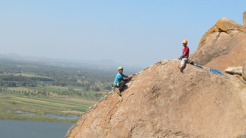 Samiran topping out and TT belaying, in true arete style!