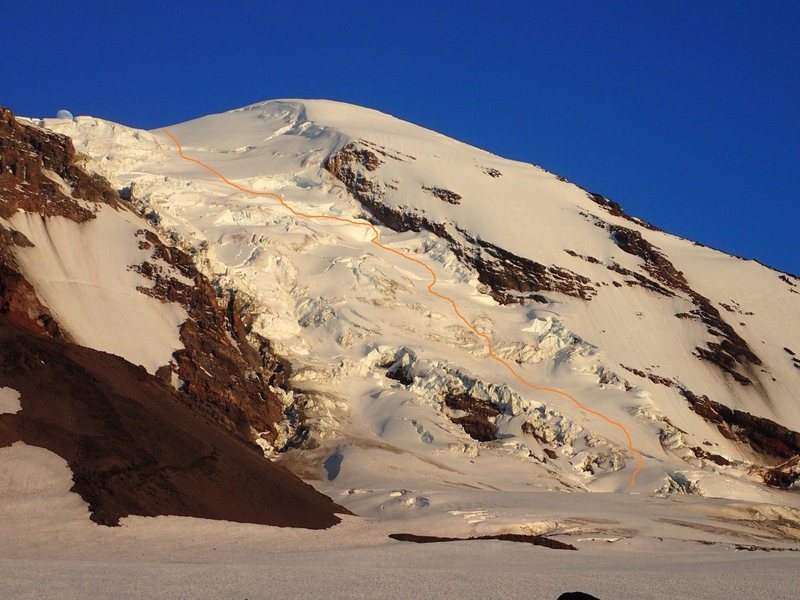 Approximate route taken, Adams Glacier, July 2016.