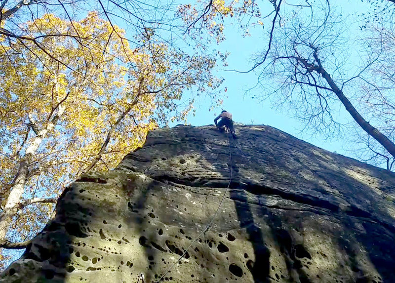 Rope soloing in the fall.