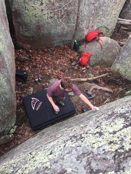 In my opinion, this is a classic elephant rocks problem, grab the nothing and stand up. Super fun tiny crystal climbing.