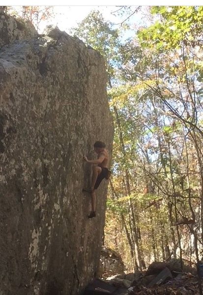 Thin crimping up the face. Difficult right off the ground!<br>
Bull in china cabinet. V5